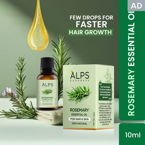 Alps Goodness Pure Essential Oil - Rosemary (10 ml) | Essential oil for Hair & Skin | Paraben Free, Fragnance Free, Mineral Oil Free | Healthy Hair Growth | Fights Acne