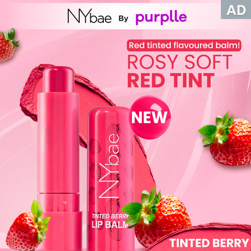 NY Bae Tinted Berry Lip Balm (4.5 gm) | Deeply Moisturizing Lip Color with Shea Butter, Jojoba Oil & Vitamin E | Soft, Plump & Natural Red Tint
