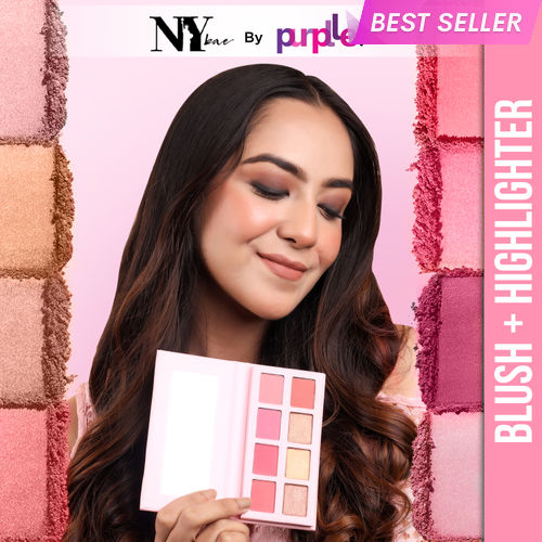 NY Bae Pro Blush + Highlighter Palette - 02 (16 g) | Blendable | 8 In 1 | Matte & Shimmer Shades | Rich Colour | Multipurpose | Travel Friendly
