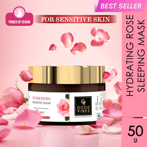 Good Vibes Hydrating Rose Sleeping Mask with Power Of Serum (50g) | Dermatologically Tested for Sensitive skin | Made from Chaitri Roses