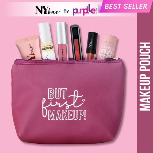 NY Bae Makeup Pouch | Travel Friendly | Multi Purpose Bag | Spacious - Light Pink