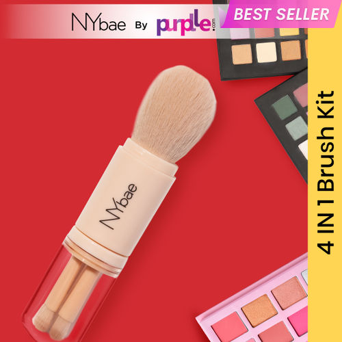 NY Bae On The Move Brush Kit | Foundation Brush | Highlighter Brush | Eyeshadow Brush| Lipstick Brush | Makeup Brush Set | Blush Brush | Powder Brush | Eye Makeup Brush | Set of 4