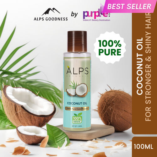 Alps Goodness 100% Natural Cold Pressed Coconut Oil (100 ml) | 100% Pure & Organic | For Skin & Hair | No Parabens, No Sulphates, No Mineral Oil