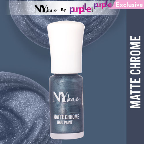 NY Bae Matte Chrome Nail Paint - Blue Crepe 04 (3 ml) | Blue | Rich Pigment | Chip-proof | Travel Friendly | Cruelty Free