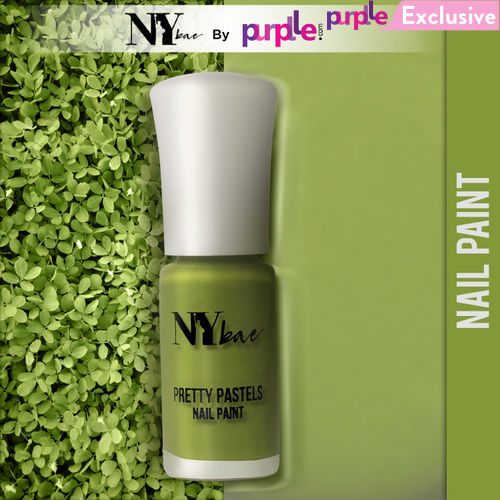 NY Bae Pretty Pastels Nail Paint | Glossy Finish | Chip Resistant | Cruelty Free | Travel Friendly | Mini Nail Paint  - Green Ferns 07 (3 ml)