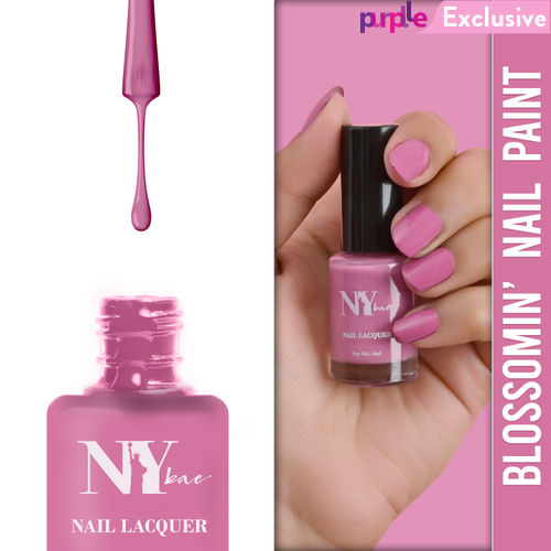 NY Bae Blossomin' Nail Lacquer - Plumin' 2 (6 ml) | Plum Purple | Glossy Finish | Rich Pigment | Chip-proof | Long lasting | Cruelty Free