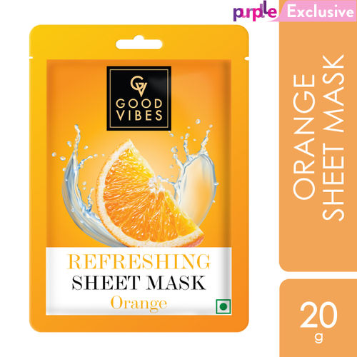 Good Vibes Orange Refreshing Sheet Mask | Rejuvenating, For Glowing Skin | Vegan, No Parabens, No Sulphates, No Alcohol, No Animal Testing (20 g)