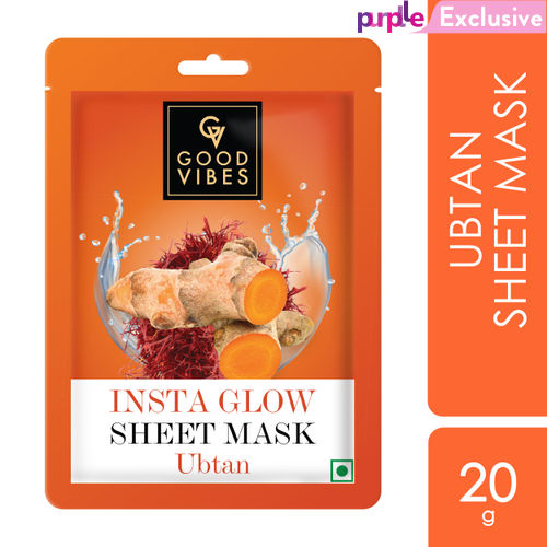 Good Vibes Ubtan Insta Glow Sheet Mask | For Smooth & Bright Skin | Treats Rough Skin, Cleanses Dirt & Impurities (20 g)