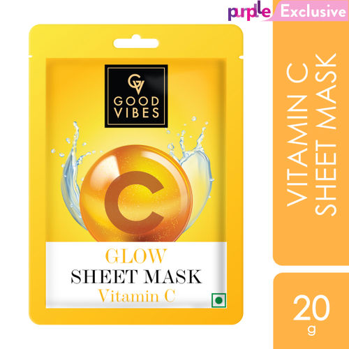 Good Vibes Vitamin C Glow Sheet Mask | For Radiant, Glowing Skin | Vegan, No Parabens, No Sulphates, No Mineral Oil, No Animal Testing (20 g)