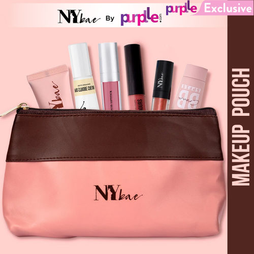 NY Bae Twin Hues Makeup Pouch | Makeup Bag | Dual Tone | Brown & Pink | Multi Purpose | Travel Friendly - Rosewood 01