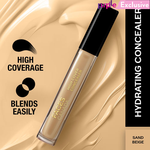 FACES CANADA High Cover Concealer - Sand Beige 01, 4ml | Natural Finish Liquid Concealer | Blends Easily | Covers Spots, Blemishes & Dark Circles | Shea Butter & Vitamin E