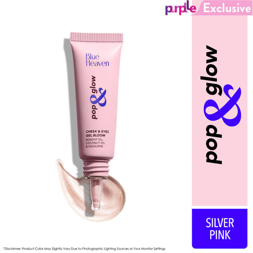 Blue Heaven Pop & Glow Eye & Cheek tint Highlighter for face makeup, Enriched with Rosehip and Coconut oil, Silver Pink, 12ml