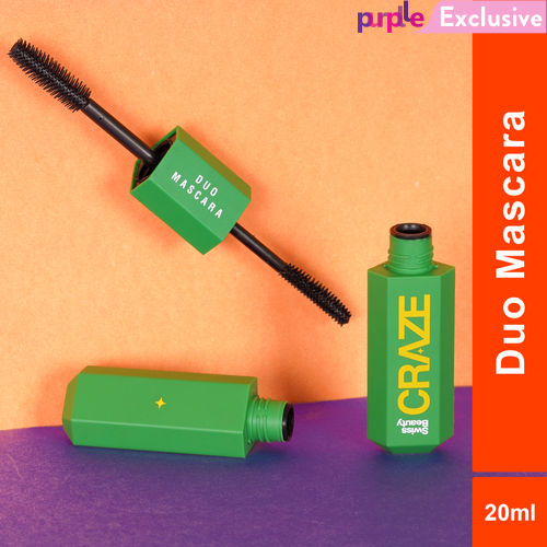 Swiss Beauty Craze Duo Mascara | Volumizes and Lengthens Lashes | Black |