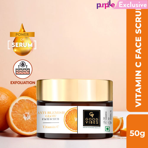 Good Vibes Anti Blemish Glow Vitamic C Face Scrub | Clarifying, Hydrating | With Walnut Shell | No Parabens, No Sulphates, No Mineral Oil, No Animal Testing (50 g)