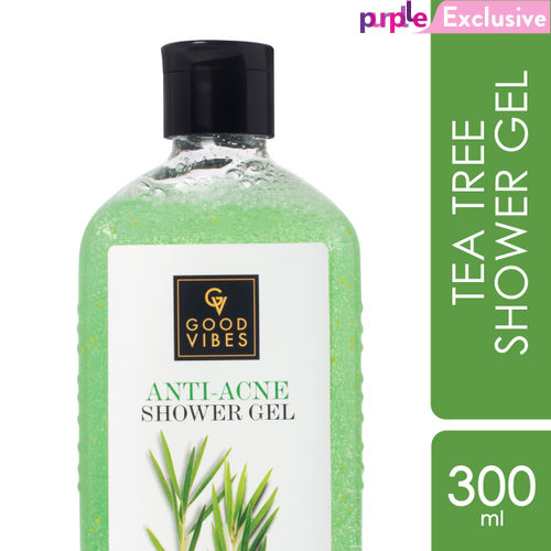 Good Vibes Tea Tree Anti-Acne Shower Gel, With Rosemary Leaf Oil | (Body Wash) Anti-Bacterial | Certified Fragrance (300 ml)