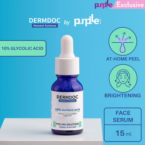 DermDoc by Purplle 10% Glycolic Acid Peeling Solution (15ml) | aha bha peel | chemical peeling | pore cleansing | fragrance free serum