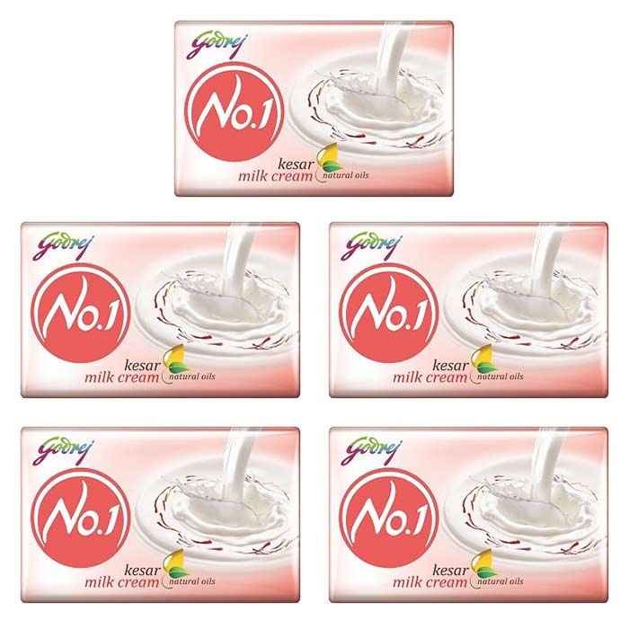 Buy Godrej No.1 Kesar and Milk Cream Soap (100 g) (Pack of 5) - Purplle