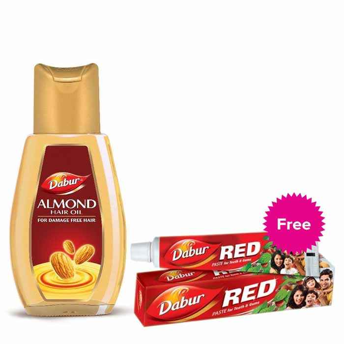 Buy Dabur Almond Hair Oil (500 ml) + Free Dabur Red Toothpaste (100 g) - Purplle