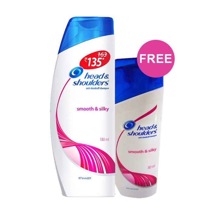 Buy Head & Shoulders Smooth & Silky Shampoo (180 ml) + Head & Shoulders Smooth & Silky Shampoo (80 ml) - Purplle
