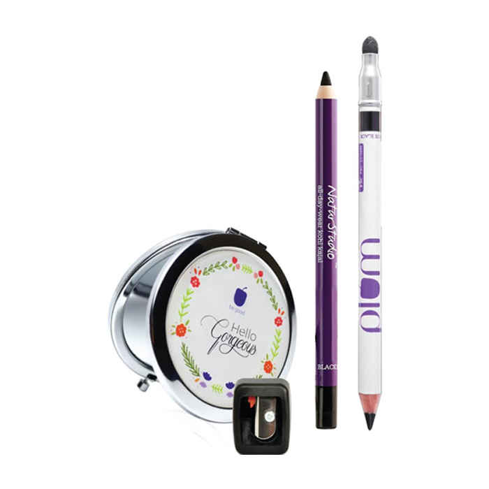 Buy Plum Bestselling kajal Duo (Flip-Tip Sharpener & Pretty Pocket Mirror Free) - Purplle