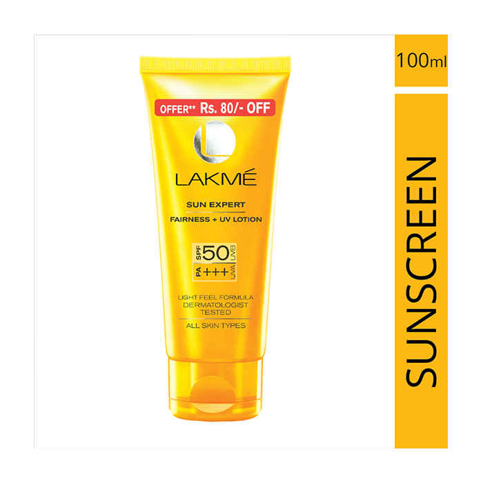 Buy Lakme Sun Expert Super Matte Lotion Sunscreen SPF 50 PA+++ with Niacinamide & Vit C | Broad spectrum UVA/B protection | Blue light protection | No White Cast | for all dry, normal skin| Lightweight, Non Sticky |100ml - Purplle