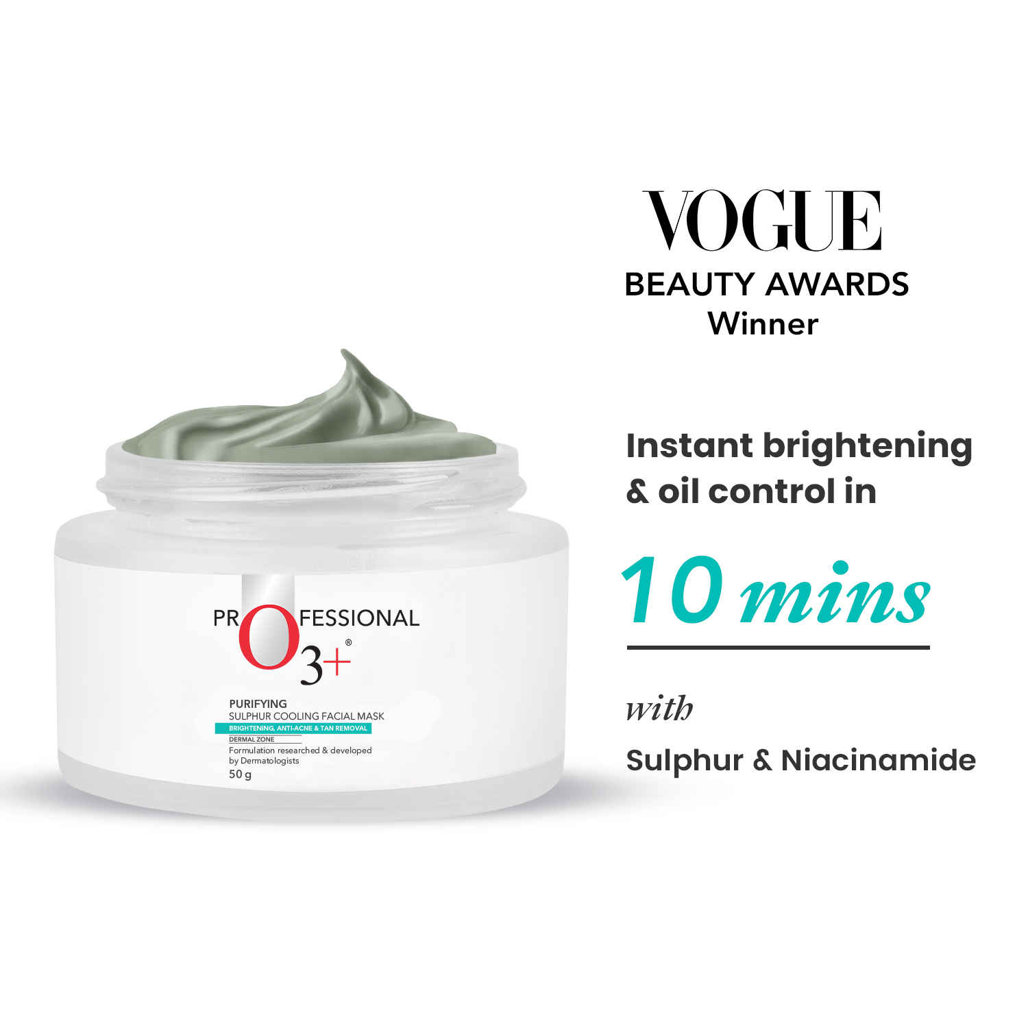 Buy O3+ Purifying Sulfur Cooling Facial Mask Dermal Zone (50gm) - Purplle