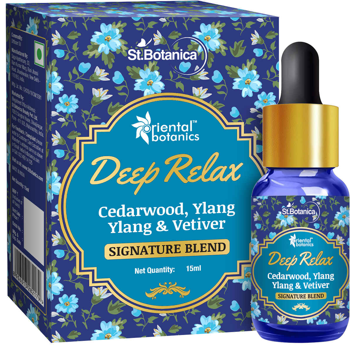 Buy Oriental Botanics Deep Relax Aroma Therapy Diffuser Oil (Cedarwood, Ylang Ylang & Vetiver) - 15ml - Purplle