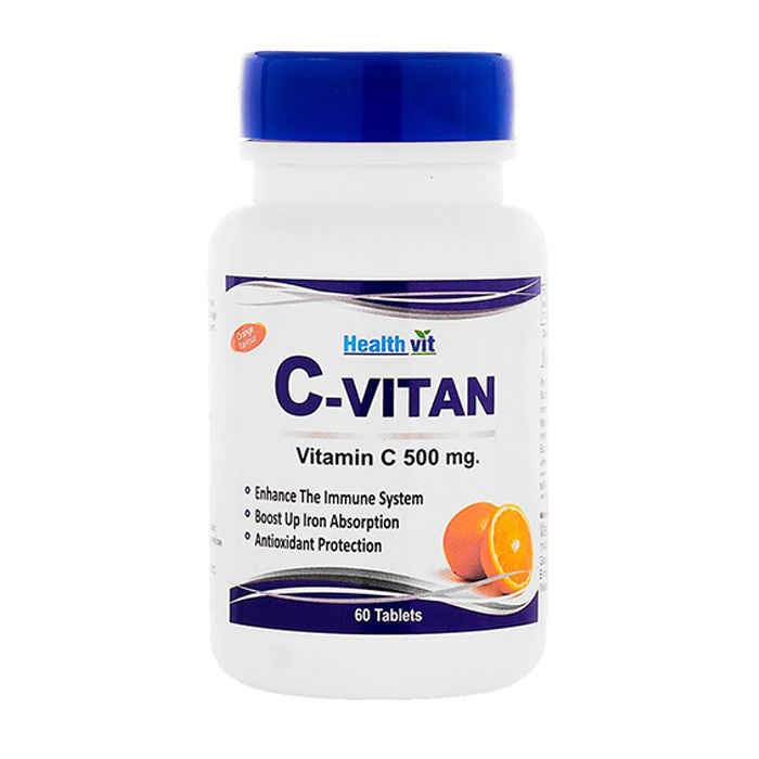 Buy Healthvit C-Vitan Vitamin C 500Mg Orange Flavour 60 Tablets - Purplle