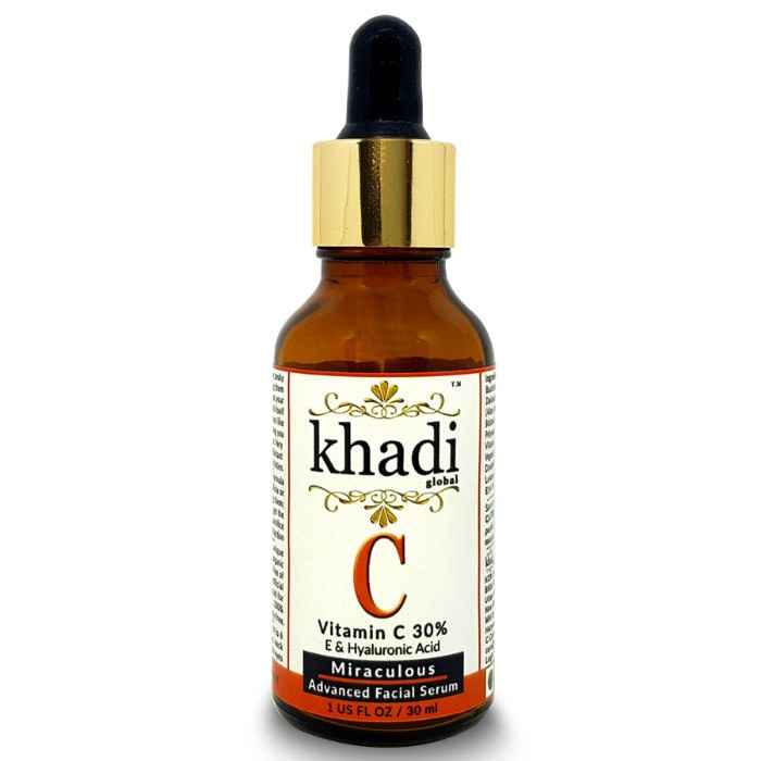 Buy Khadi Global Vitamin C 30% , E & Vegan Hyaluronic Acid Miraculous Advanced Facial Serum (30 ml) - Purplle