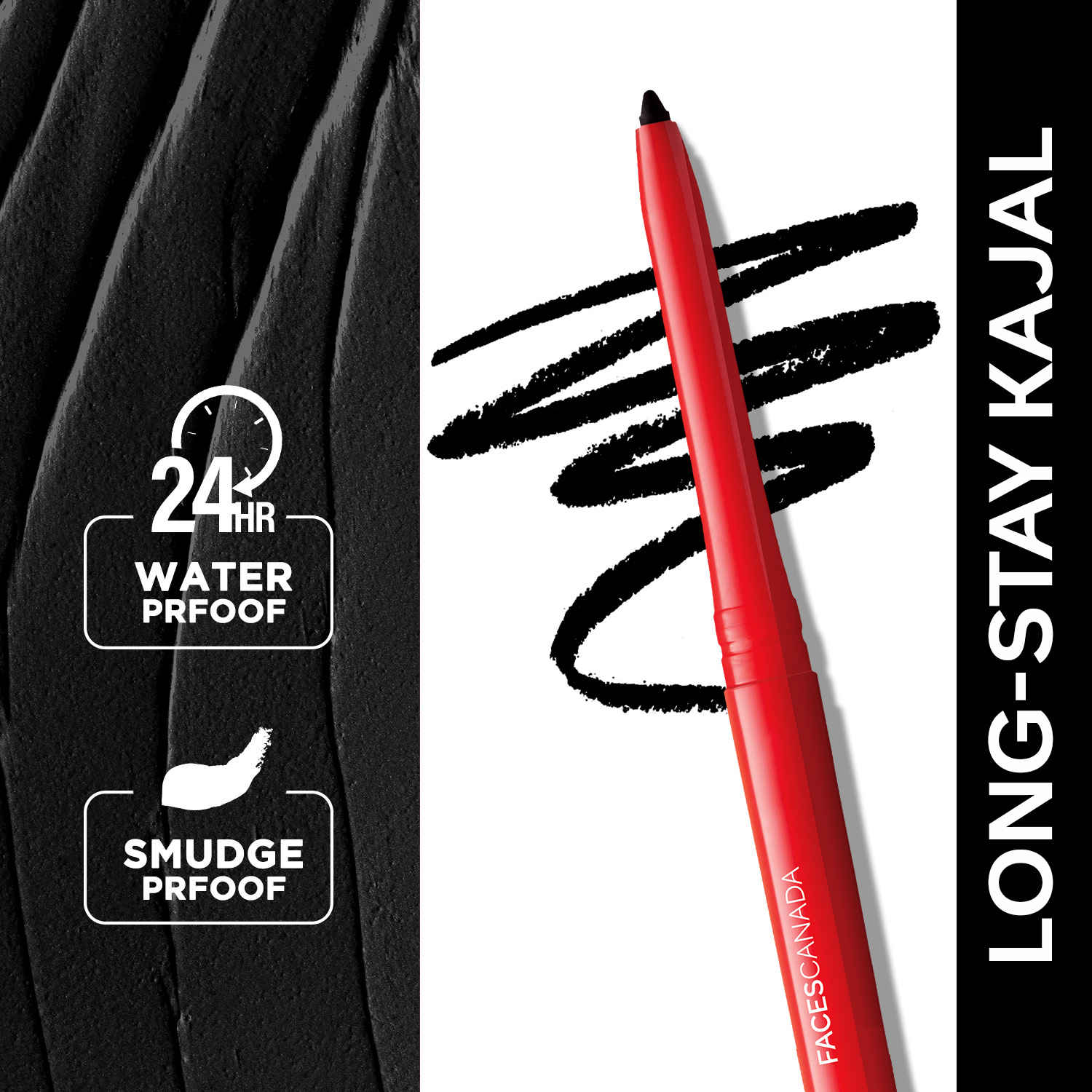 Buy Faces Canada Magnet Eyes Kajal | Waterproof | 24hr LongStay |Smudgeproof |Almond Oil & Vit E| One Stroke Smooth Glide | Made in Germany |Black 0.35 gm - Purplle
