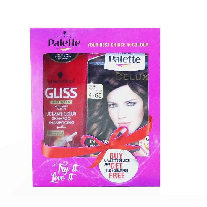 Buy Schwarzkopf Deluxe 4.65 Dazzling Brown + Free Gliss Shampoo - Purplle