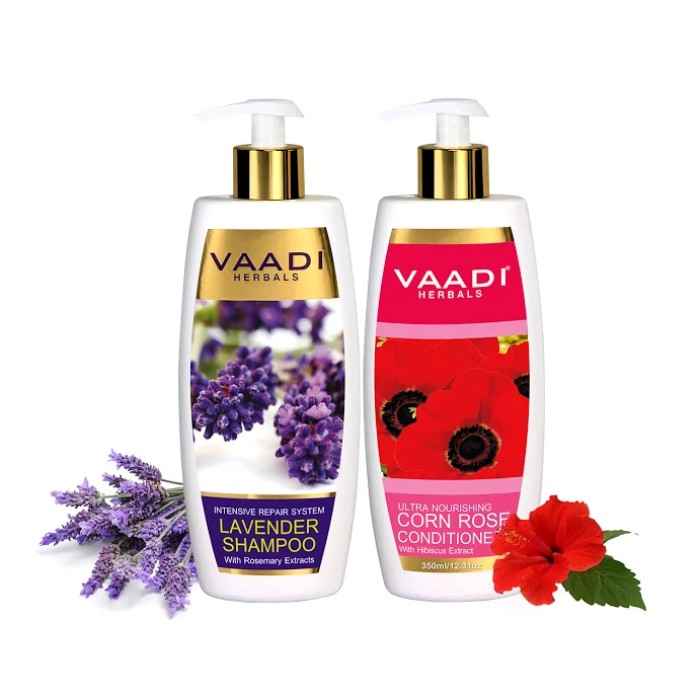 Buy Vaadi Herbals Lavender Shampoo With Corn Rose Conditioner (350 ml x 2) - Purplle