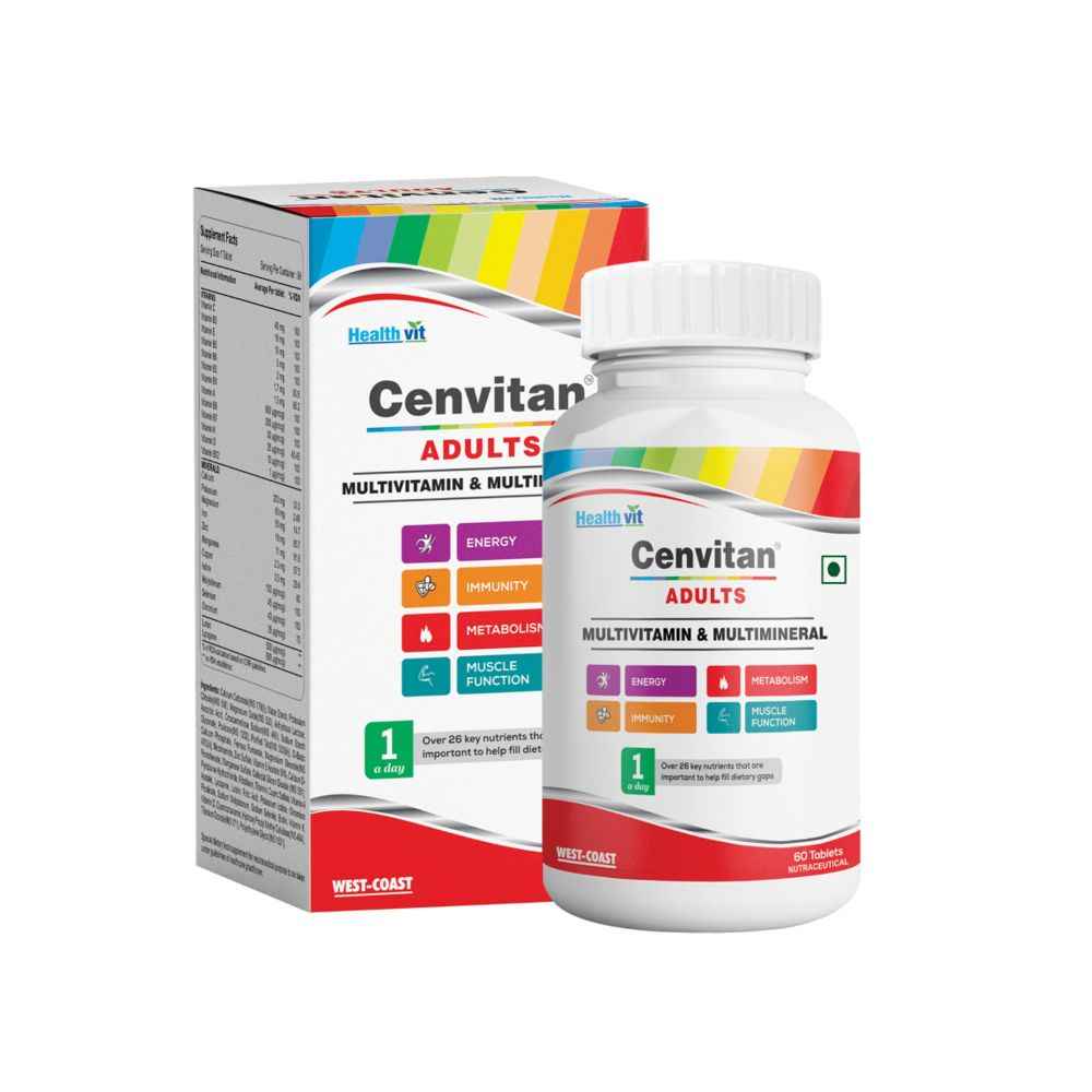 Buy Healthvit Cenvitan Adults (Multivitamin & Multimineral) 60 Tablets - Purplle