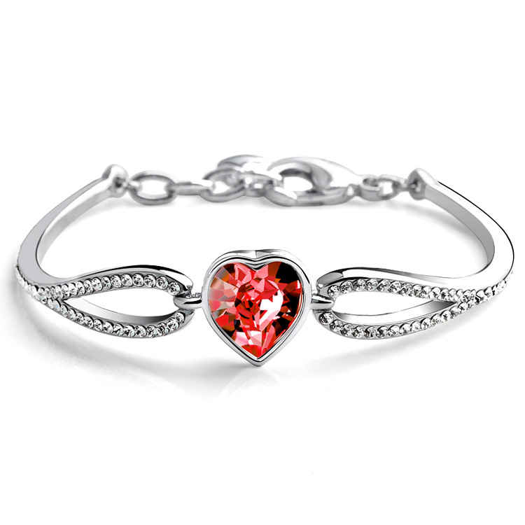 Buy Crunchy Fashion Red Heart Crystal Bracelet For Girls - Purplle