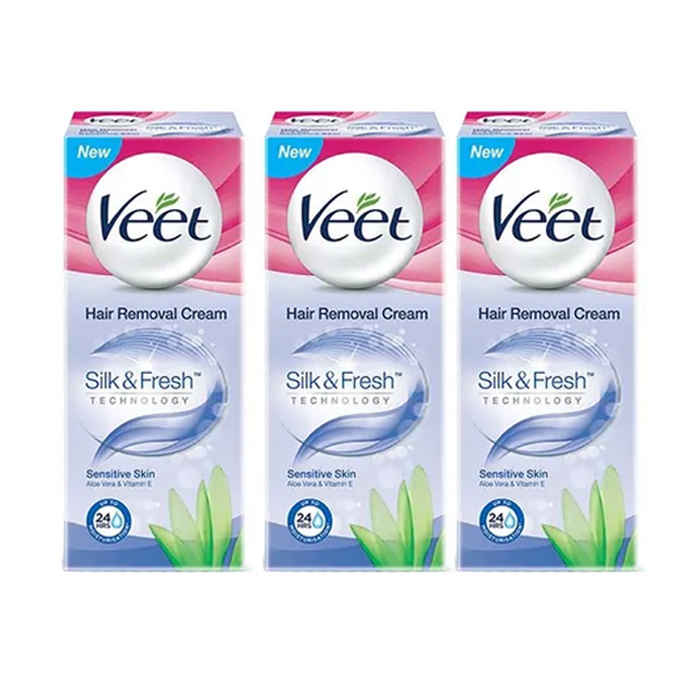 Buy Veet Hair Removal Cream Sensitive Cream (25 g) - Pack of 3 - Purplle