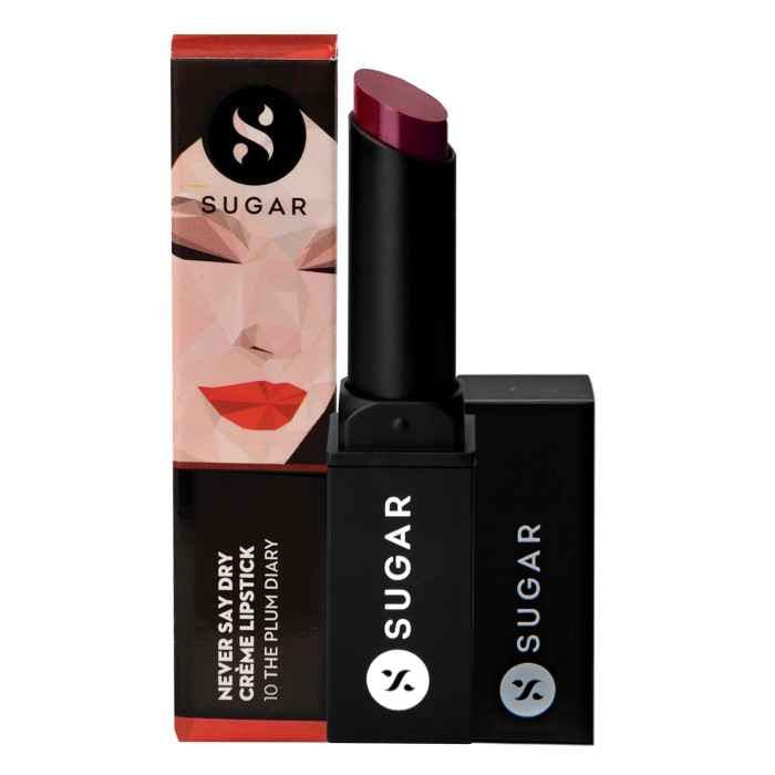 Buy SUGAR Cosmetics Never Say Dry Creme Lipstick - 10 The Plum Diary (Vibrant Deep Berry) - Purplle