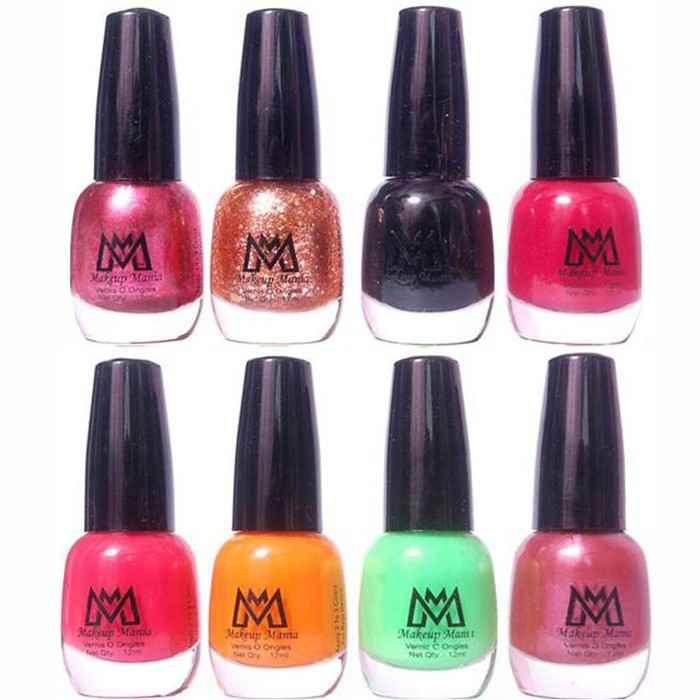 Buy Makeup Mania Premium Nail Polish - Combo of 8 Trendy Nail Paint Set- Shiny Mauve, Golden Zari, Black, Peach, Sea Green, Light Brown - 12 ml each bottle (MM# 26-40) - Purplle