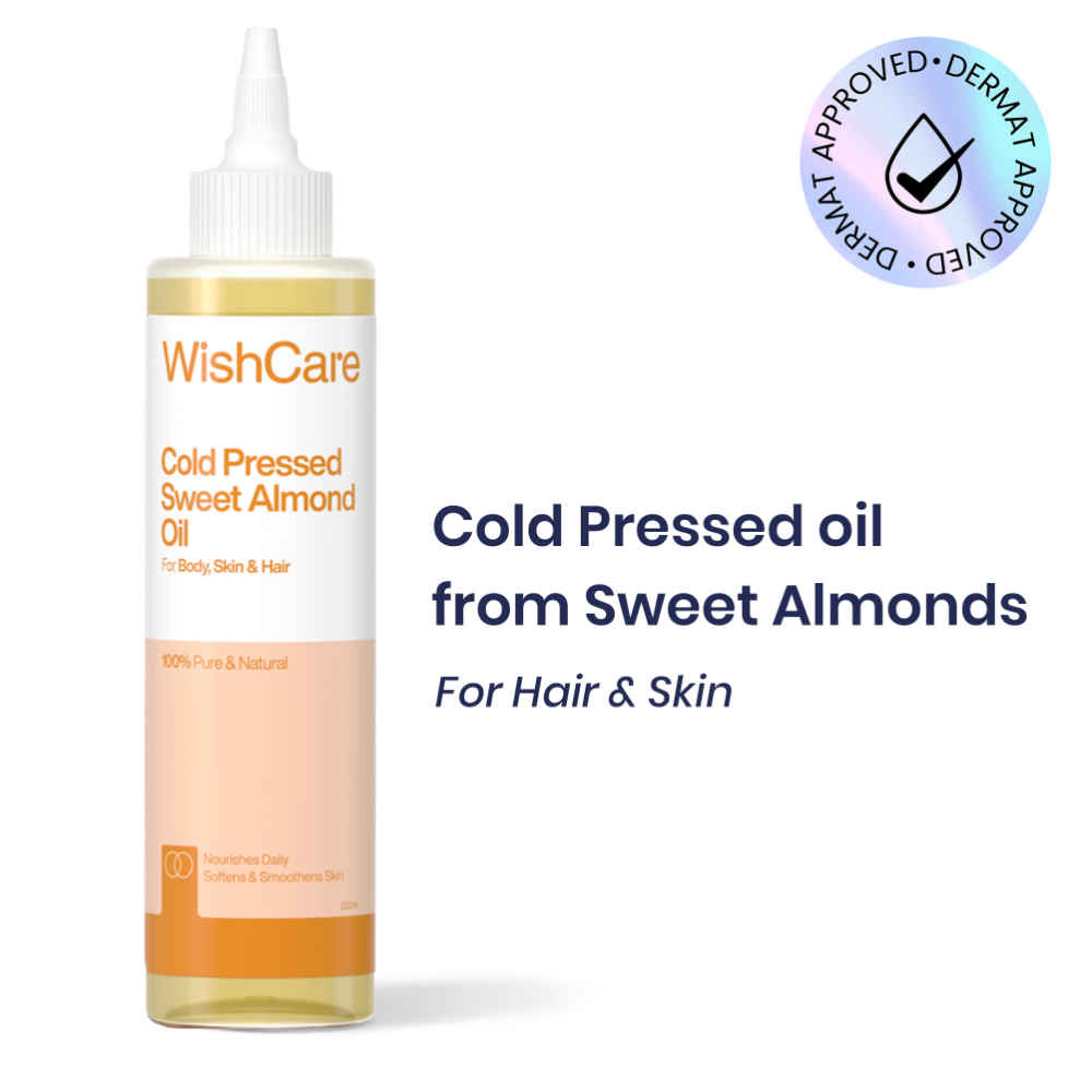 Buy WishCare 100% Pure Cold Pressed Badam Rogan Sweet Almond Oil for Healthy Hair & Skin|Mosturizes & Nourishes Skin|Minimizes Dandruff & Itchy Scalp|For Men & Women|200 ml - Purplle