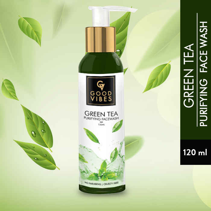 Buy Good Vibes Green Tea Purifying Face Wash | Deep Cleansing, Prevents Acne | With Aloe Vera | No Parabens, No Mineral Oil, No Animal Testing (120 ml) - Purplle