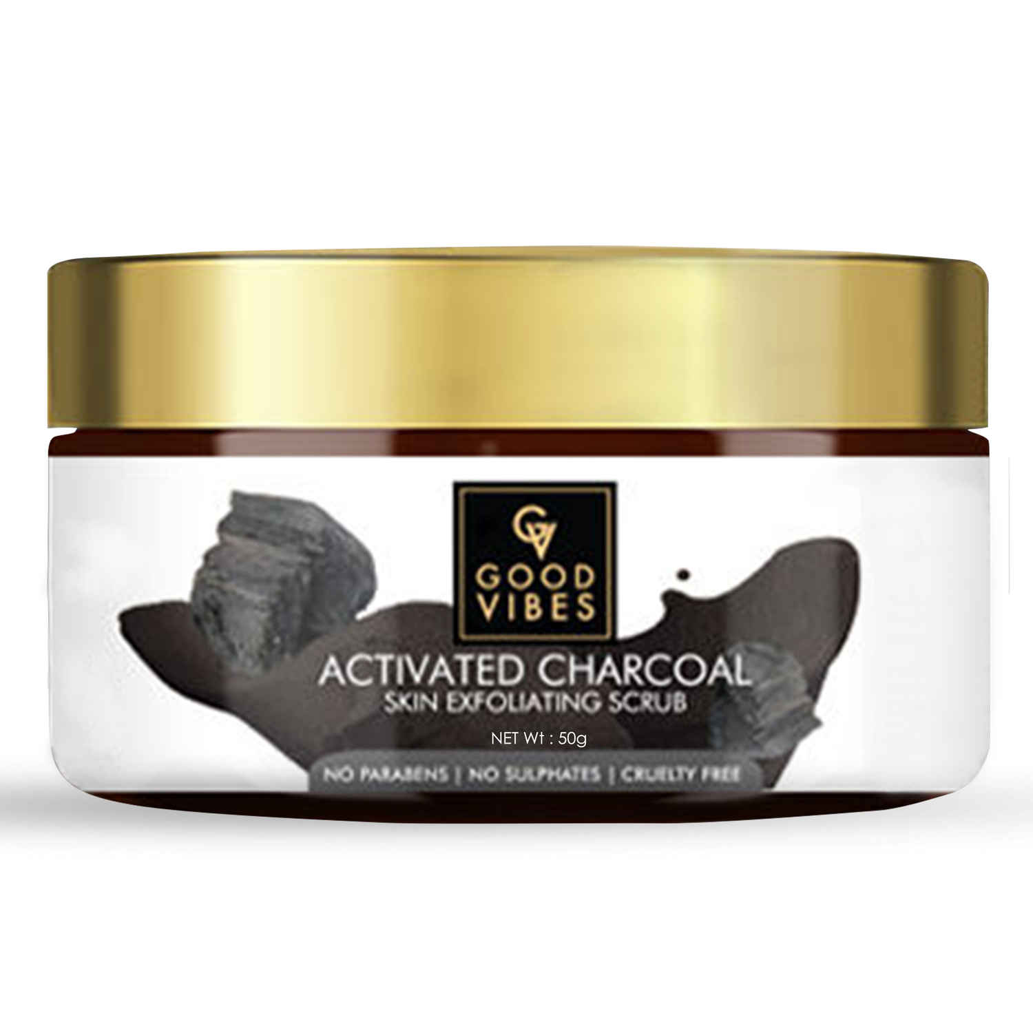 Buy Good Vibes Activated Charcoal Skin Exfoliating Face Scrub | Anti-Acne, Blackhead | With Almond Oil | No Parabens, No Sulphates, No Mineral Oil (50 g) - Purplle
