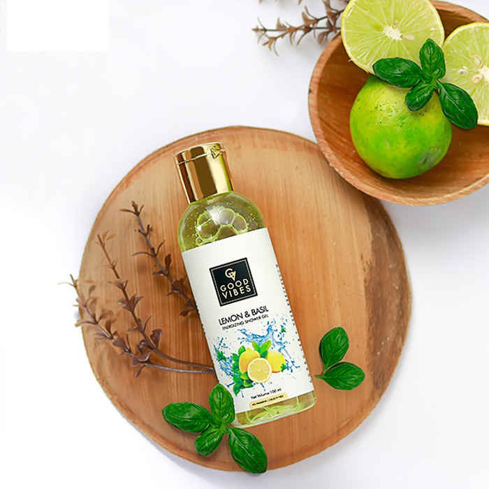 Buy Good Vibes Energizing Shower Gel (Body Wash) - Lemon & Basil (100 ml) - Purplle