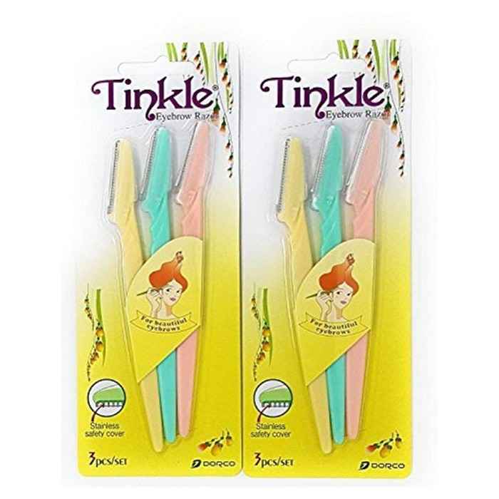 Buy Tinkle Stainless Steel Disposable Eyebrow Razor For Womens (Pack Of 6) - Purplle