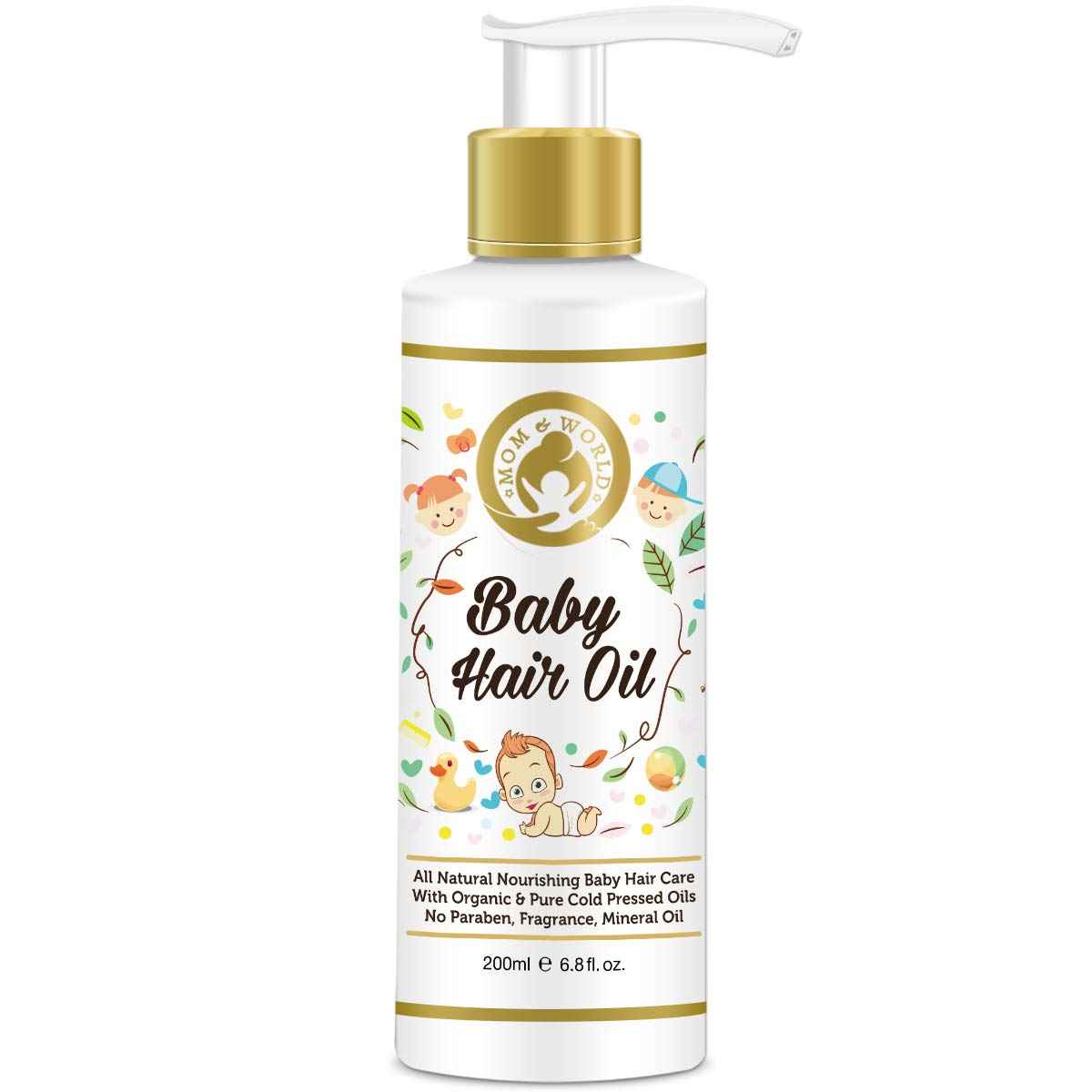 Buy Mom & World Baby Hair Oil (200 ml) - With Organic & ColdPressed Natural Oil for Kids - Purplle