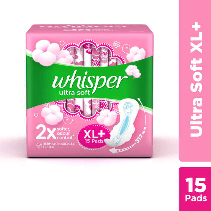 Buy Whisper Ultra Soft XL Plus Sanitary Pads, 15 count - Purplle