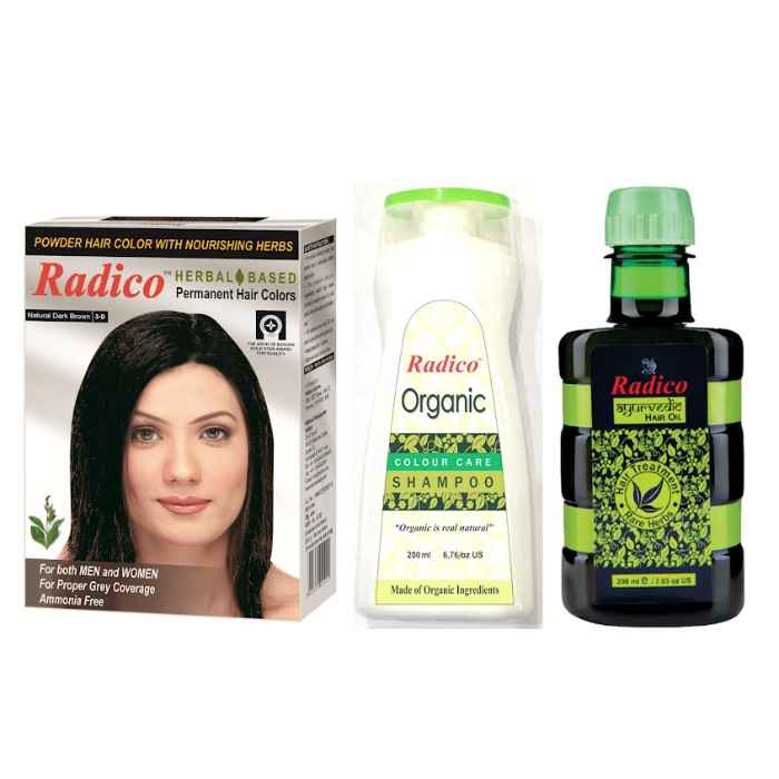 Buy Radico Herbal Dark Brown With Organic Colour Care Shampoo (200 ml) And Ayurvedic Hair Oil (200 ml) - Purplle