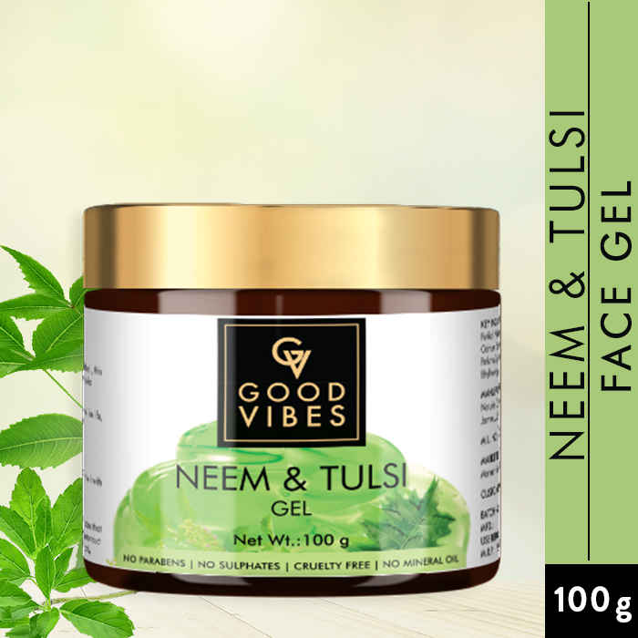 Buy Good Vibes Neem & Tulsi Moisturizing Face Gel | Anti-Acne, Hydrating, Moisturizing | No Parabens, No Sulphates, No Mineral Oil (100 g) - Purplle