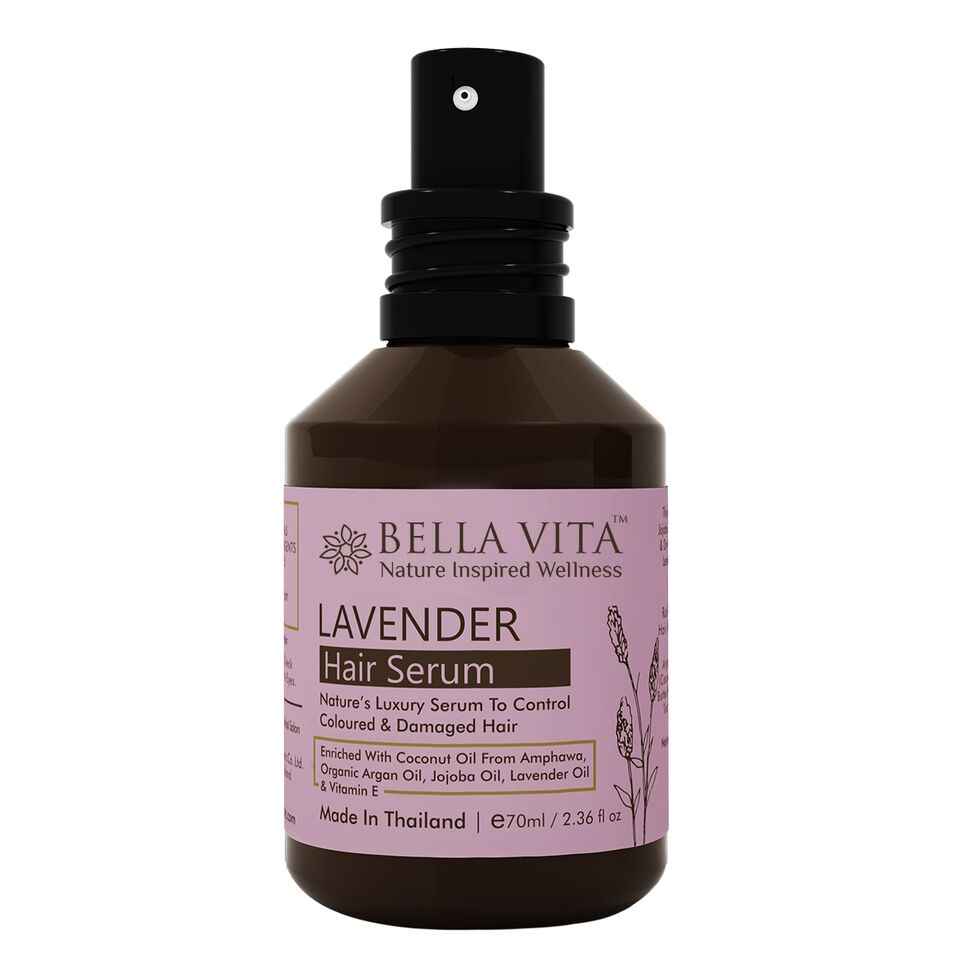 Buy Lavender Hair Serum For Frizzy, Dry & Coloured Hair, 70 ml with Organic Argan Oil & Vitamin E | SLES & Paraben Free - Purplle