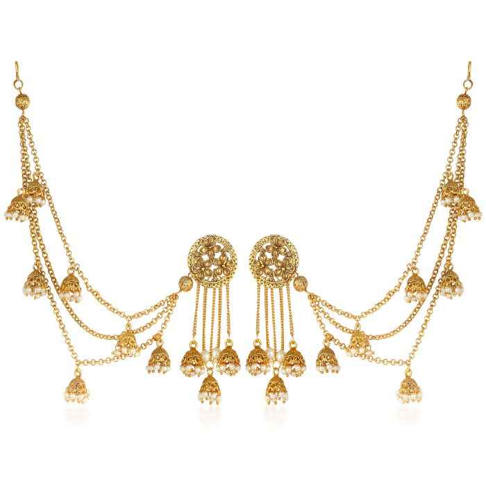 Buy Sukkhi Bahubali Flower Designer Gold Plated Long Chain Jhumki Earrings For Women - Purplle