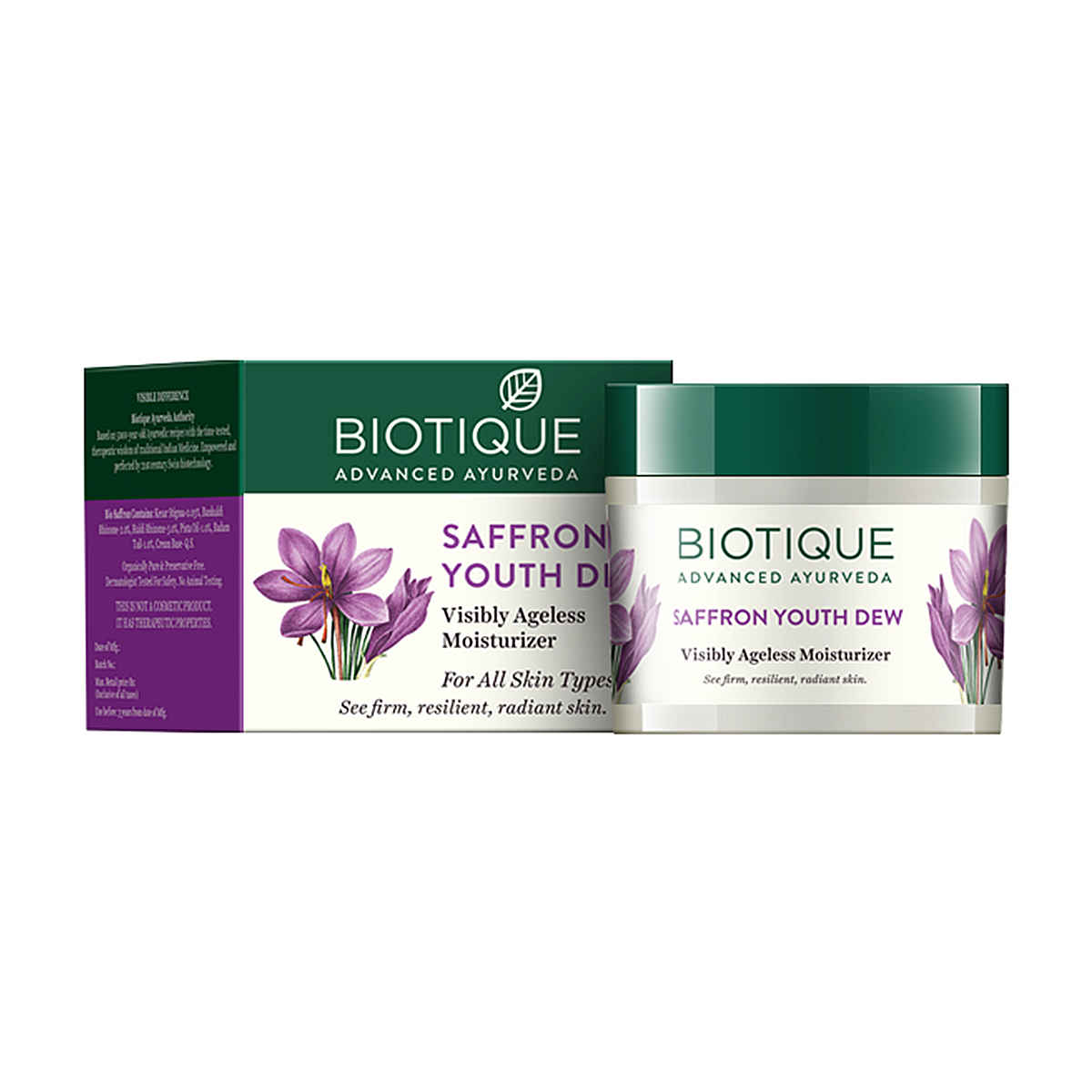 Buy Biotique Saffron Youth Dew Visibly Ageless Moisturizer (50 g) - Purplle