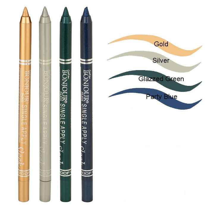 Buy Bonjour Paris Metallic Eye Pencil - Gold/Silver/Glazed Green/Party Blue (7.2 g) - Purplle